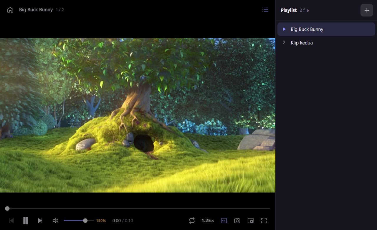 Panel playlist di samping video